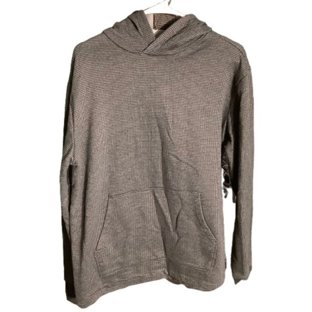 Express Black Gray Waffle Knit Hoodie Men’s M — Minimalist, Athleisure, Casual
